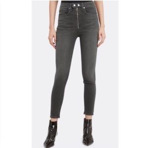 Rag & bone Baxton High rise skinny jeans in Coated Dime wash gray exposed zipper